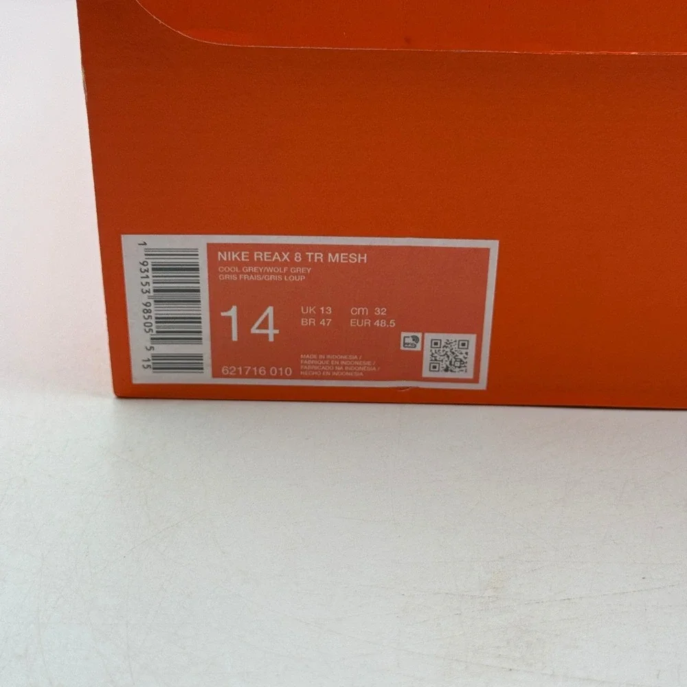 Nike Reax 8 TR Mesh Shoes Mens Size 14 Cool Grey Wolf Grey Training 621716-010